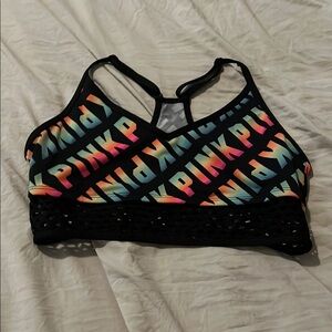 PINK Victoria's Secret Multicolor Logo Sports Bra